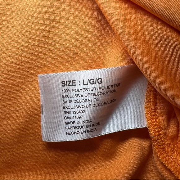 Greg Norman Five Iron Golf Polo Shirt Bright Orange Shark Logo Play Dry Large - Picture 4 of 8